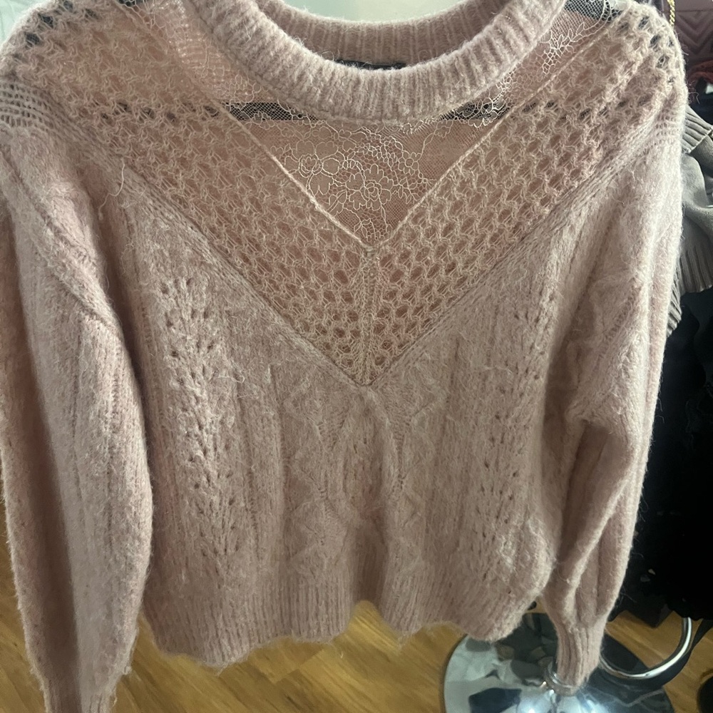 Express Pink Lace Detail Sweater NWOT